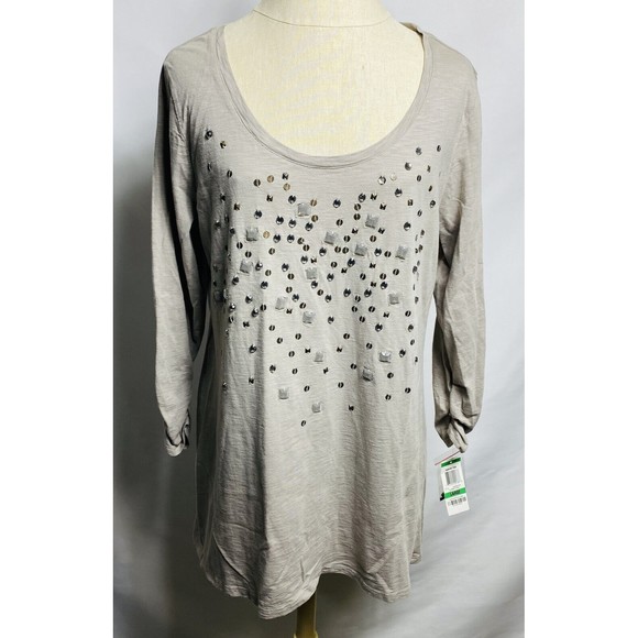 Style & Co Women Summer Beaded Long Top Size L NWT - Picture 1 of 4